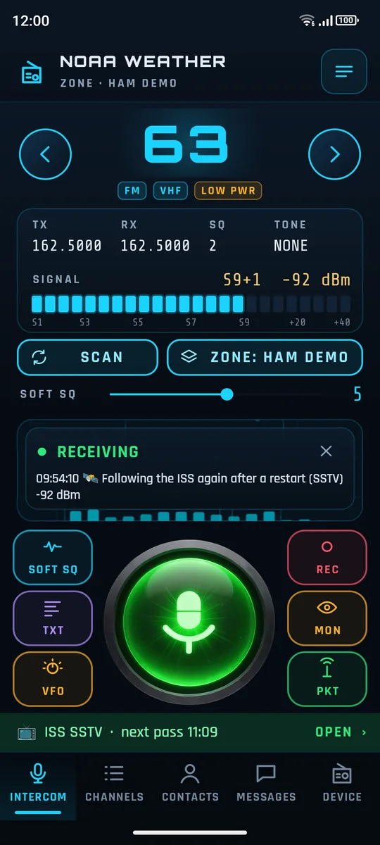 Intercom receiving NOAA weather on 162.500 MHz